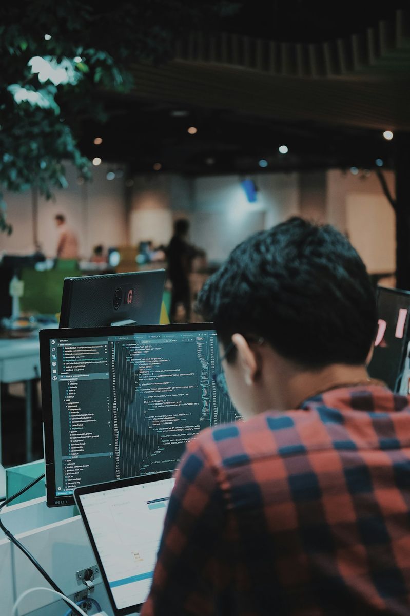 Software developer writing code